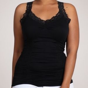 M.Rena Black Seamless Lace Tank Plus Size